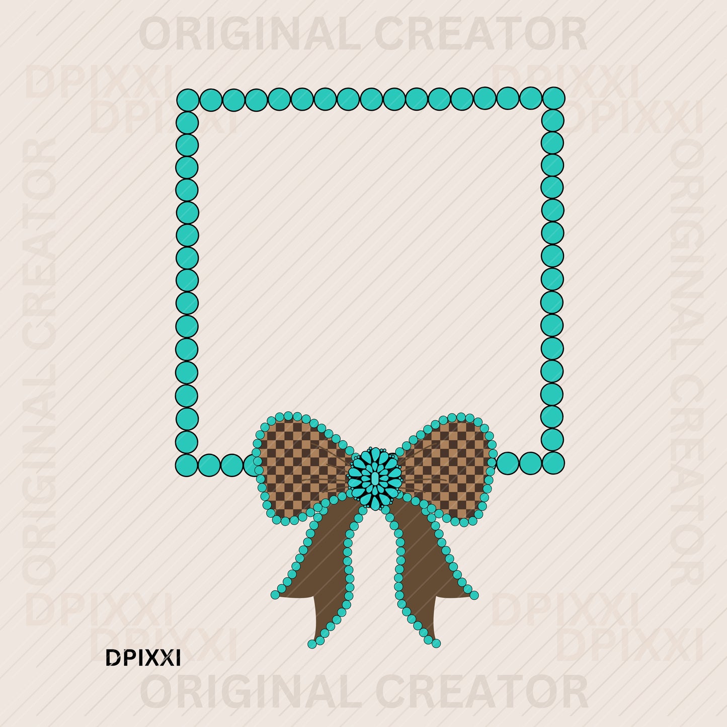 Turquoise Bow Frame Digital Art Download #418