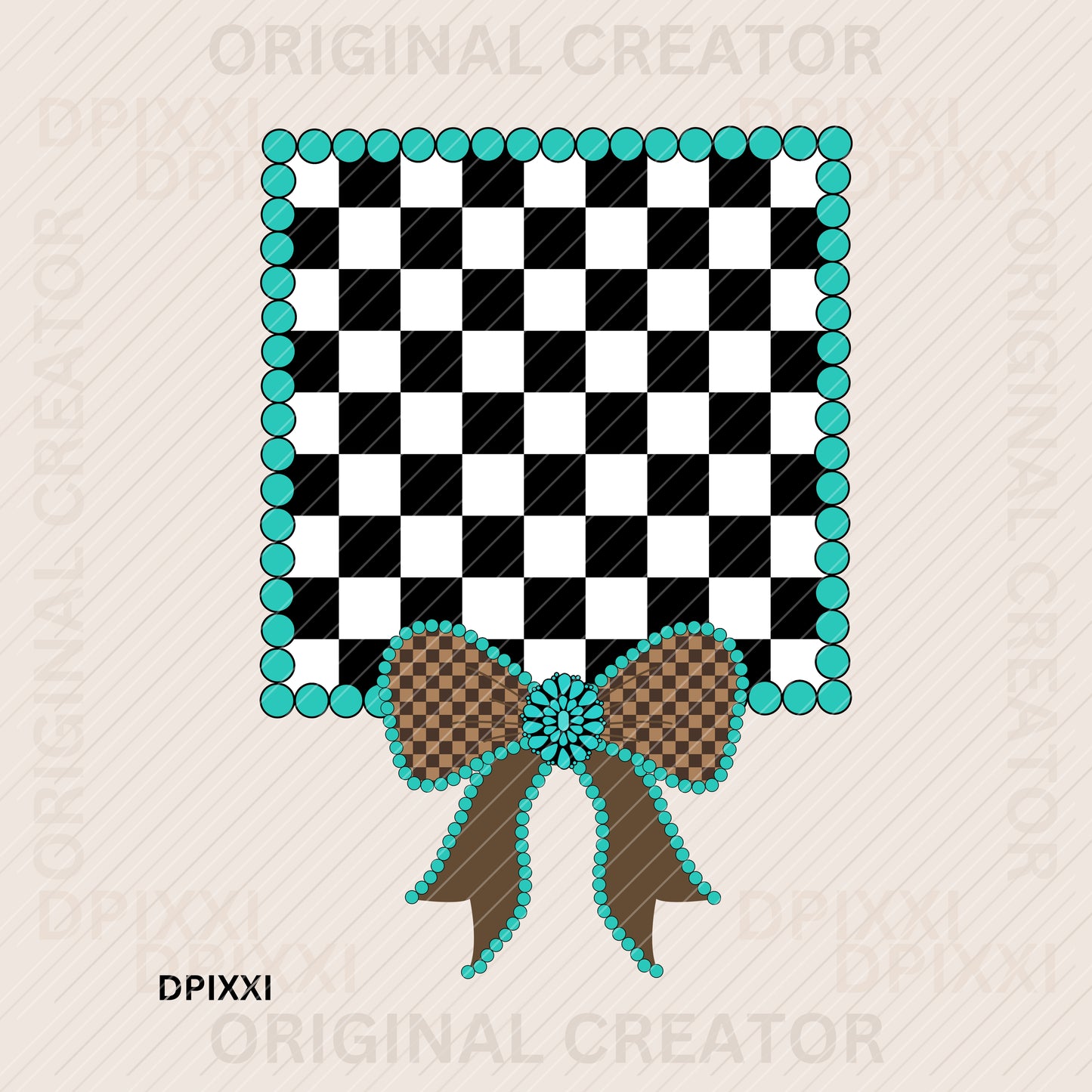 Turquoise Bow Frame Digital Art Download #417