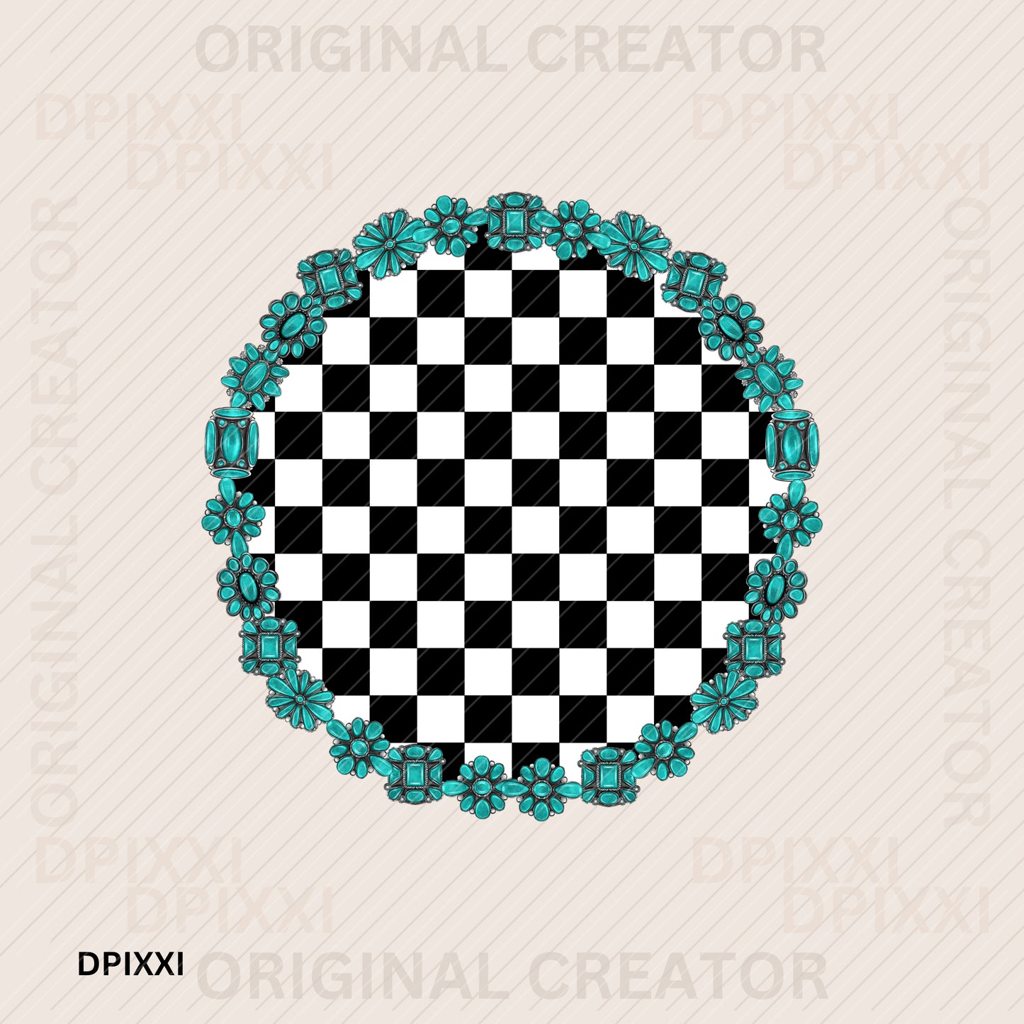 Circle Turquoise Frame Digital Download #110