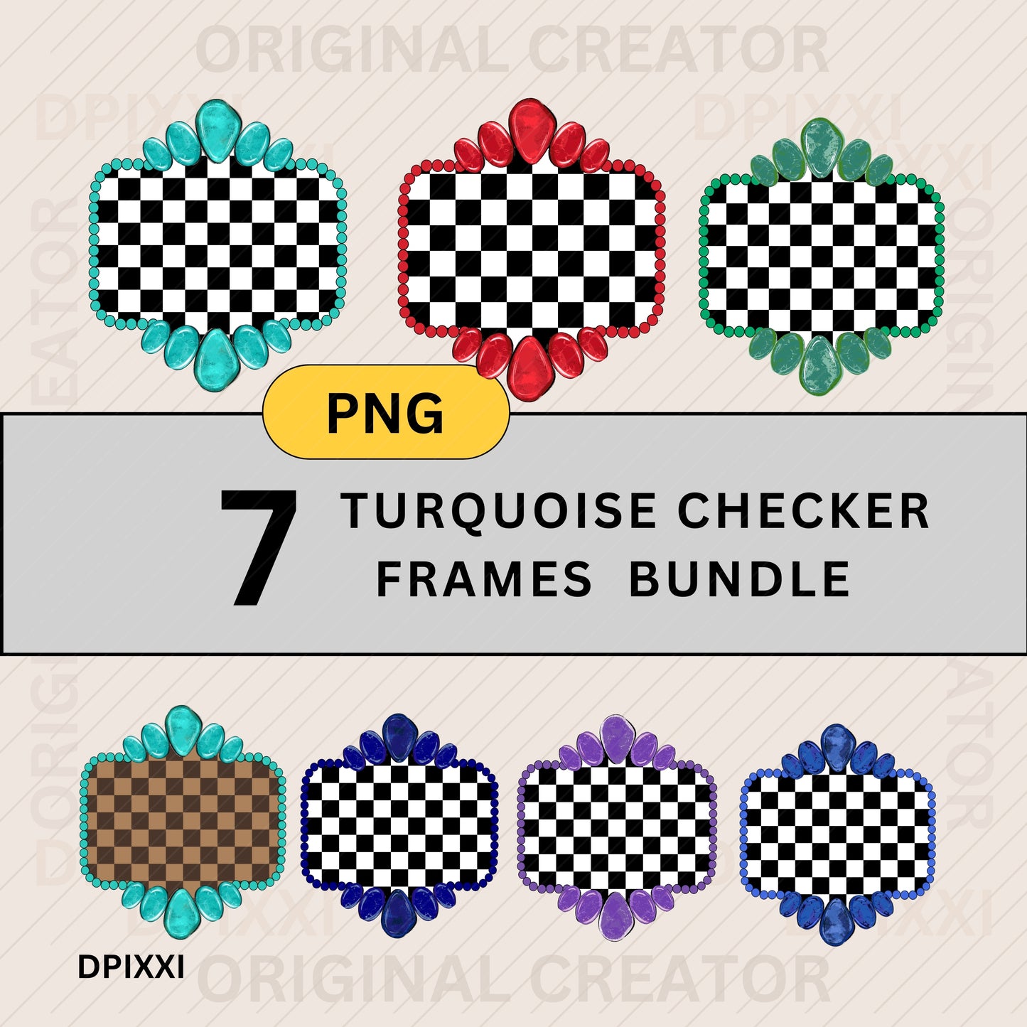 Boho Style Turquoise Checker Frame Download #98