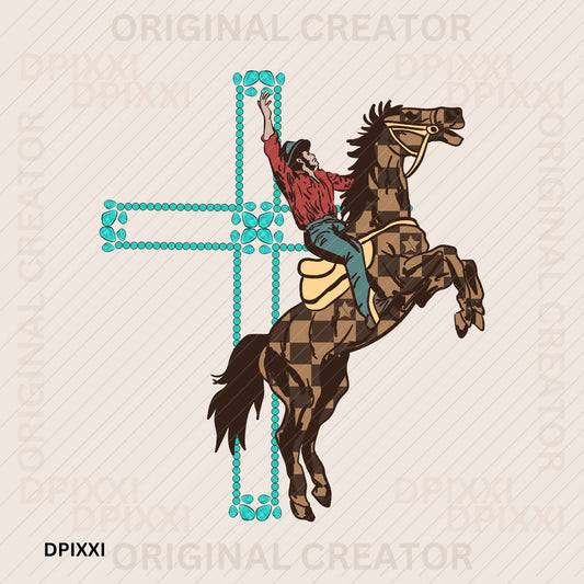Western Cowboy Turquoise Cross Prints #53