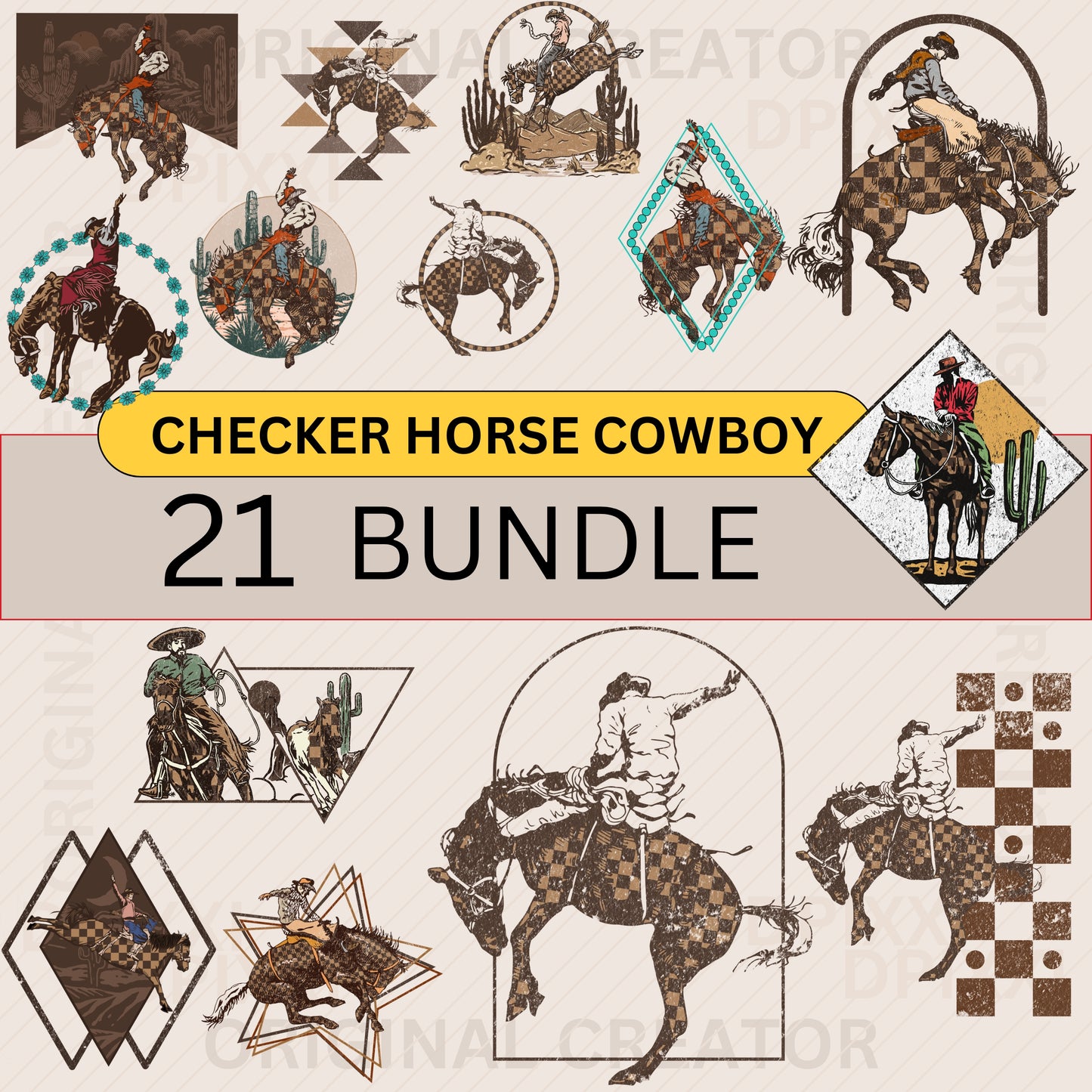 21 Bundle Checker Horse Cowboy