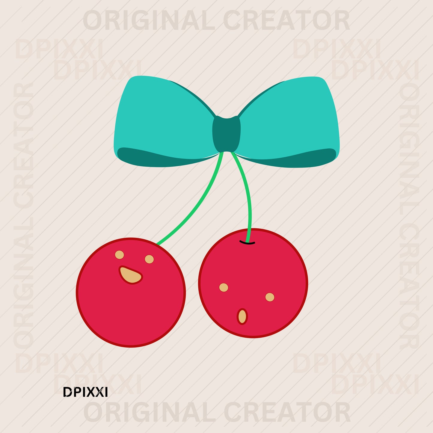 Turquoise Cherry Bow #489
