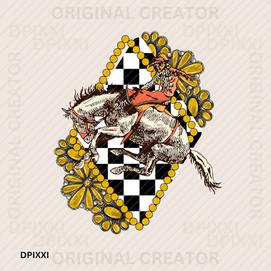 Gold Cowboy & Turquoise Flower #16