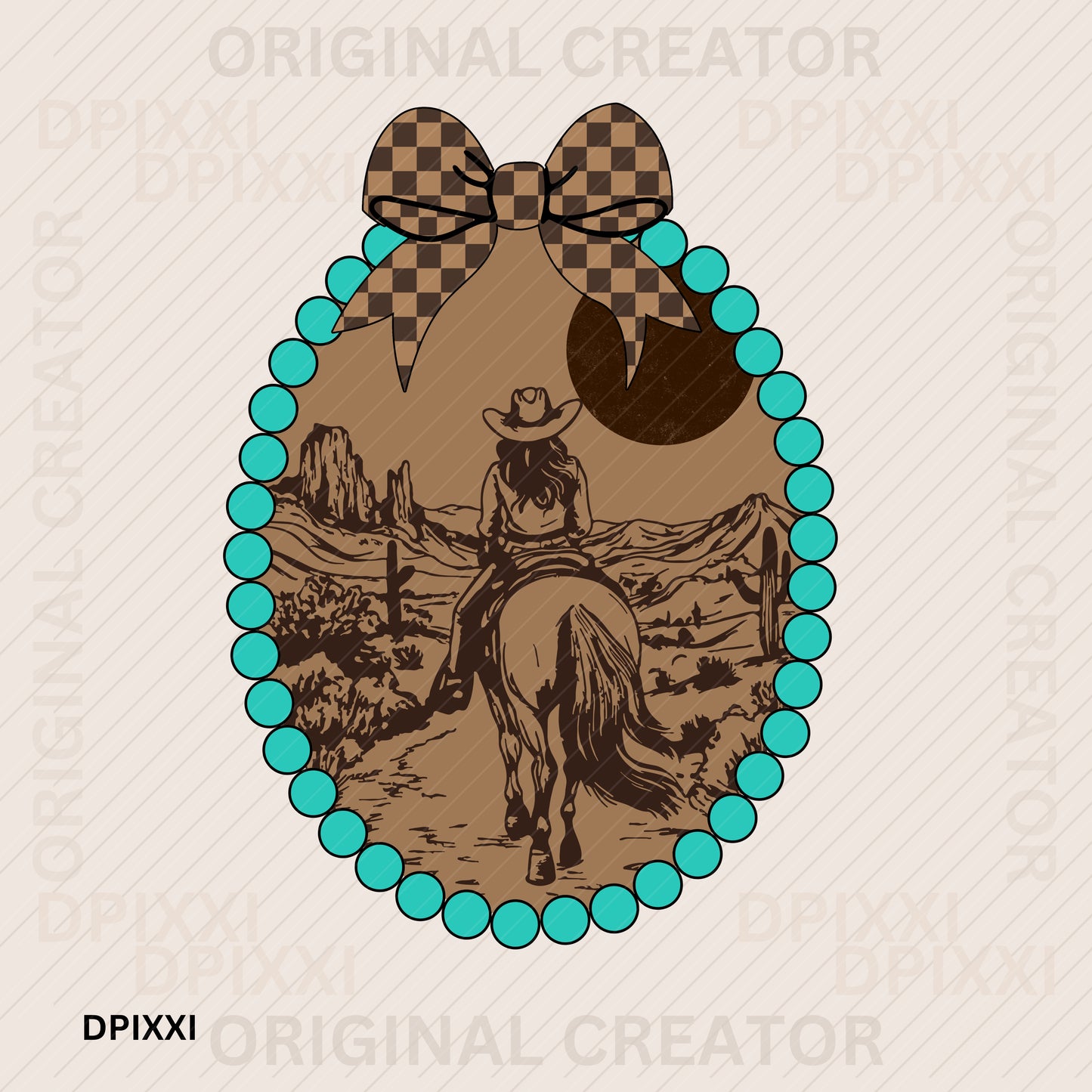 Turquoise Bow Cowgirl Ride the Desert #18