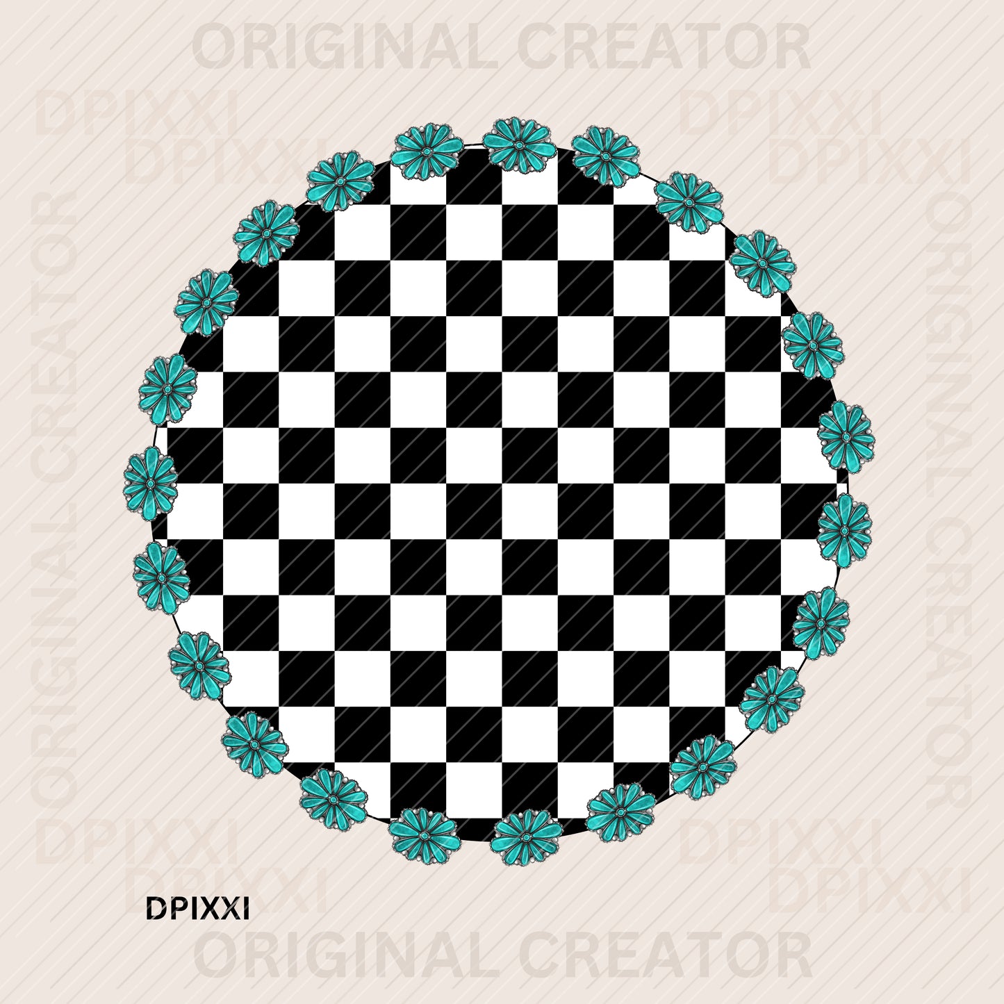 Turquoise Circle Frame Digital Art Download #421