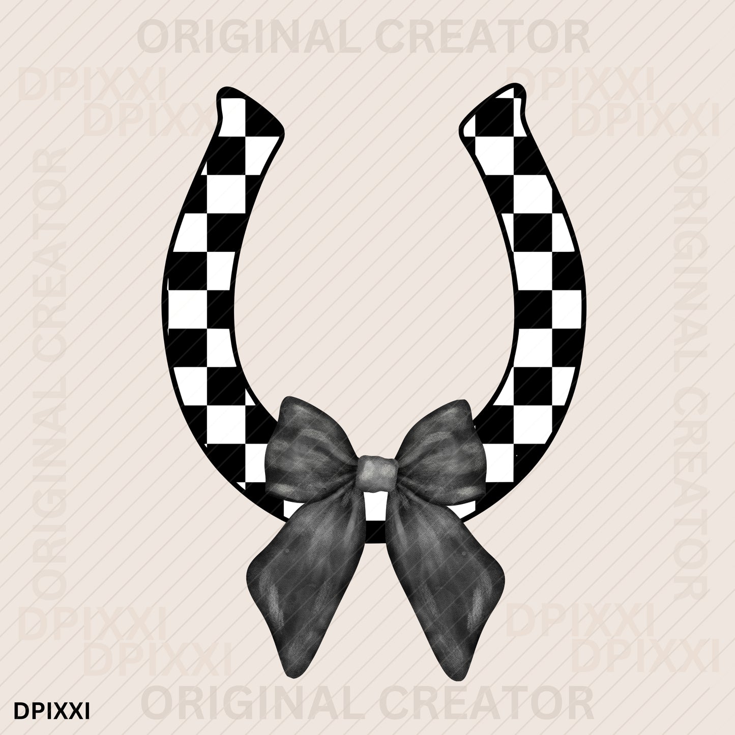 Checker Horseshoe and Black Bow