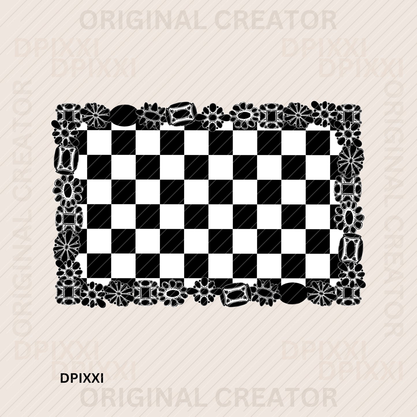 Modern Checker Turquoise Pattern Digital Frame #108