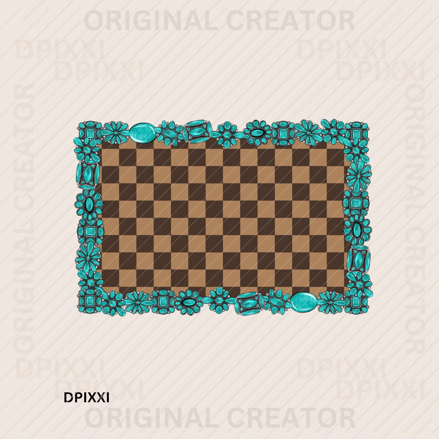 Turquoise Checker Rectangle #518