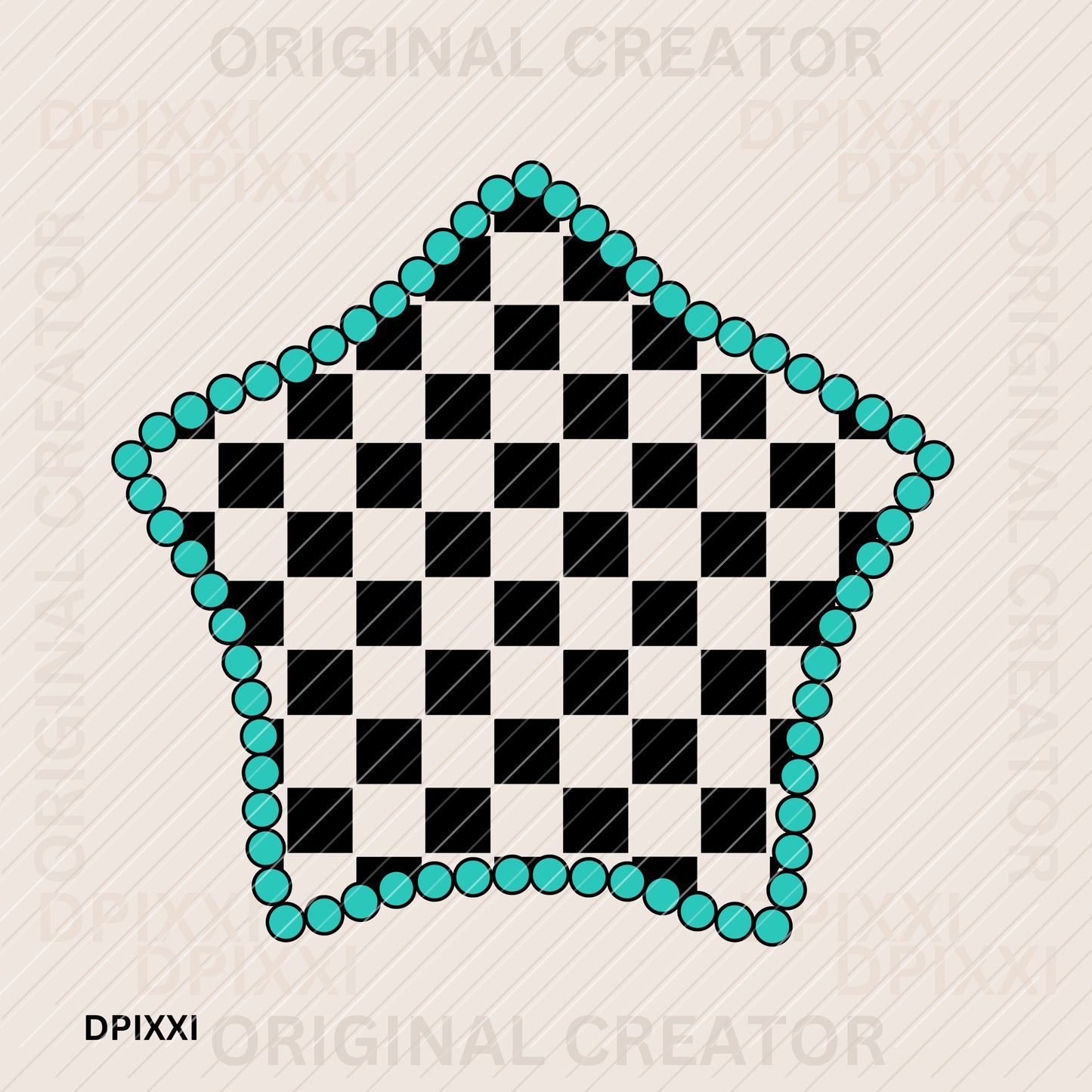 PNG, SVG Custom Star Fish Checker with Turquoise Borders