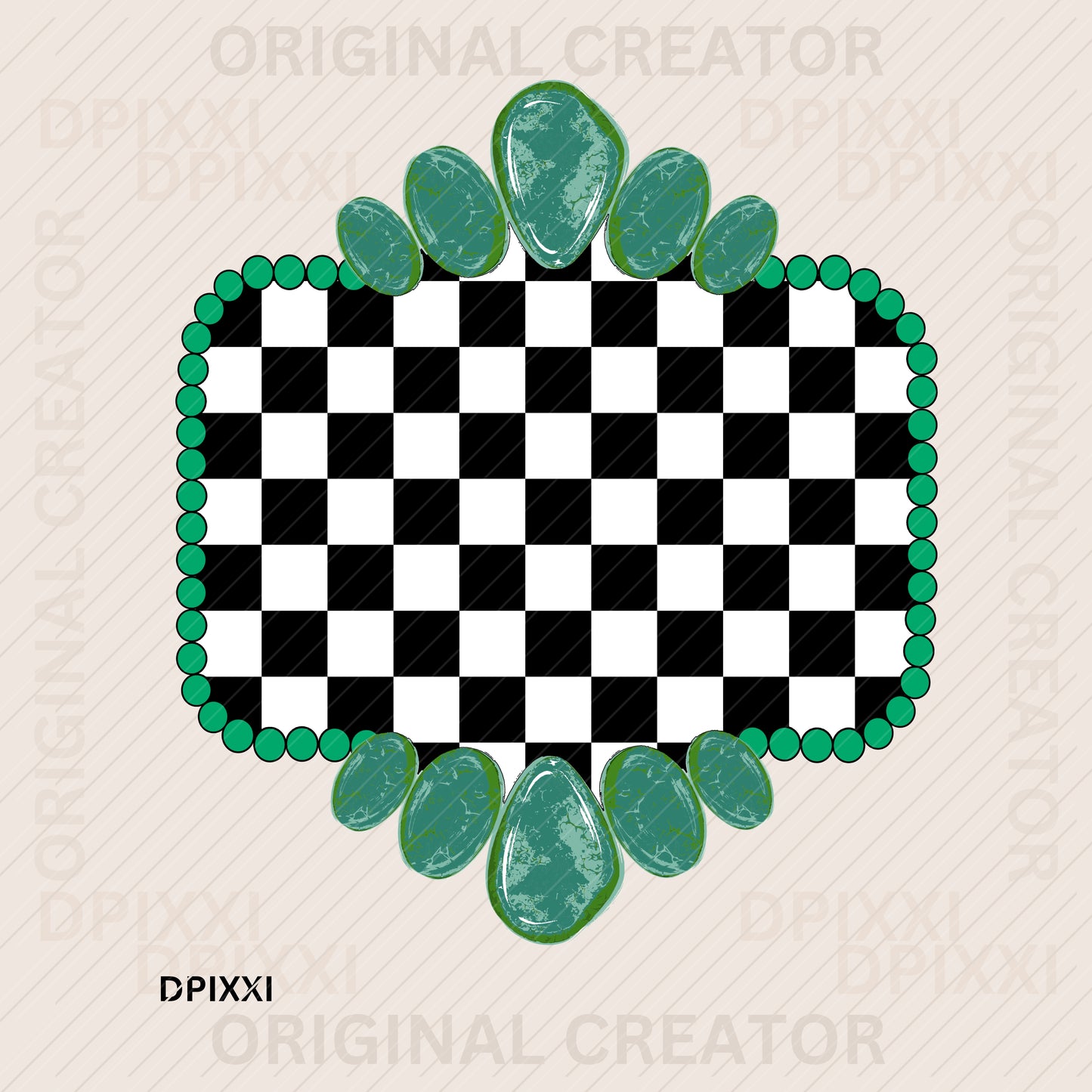 Boho Style Turquoise Checker Frame Download #98