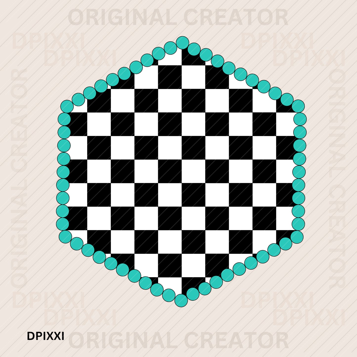 Turquoise Hexagon Frame Digital Art Download #347