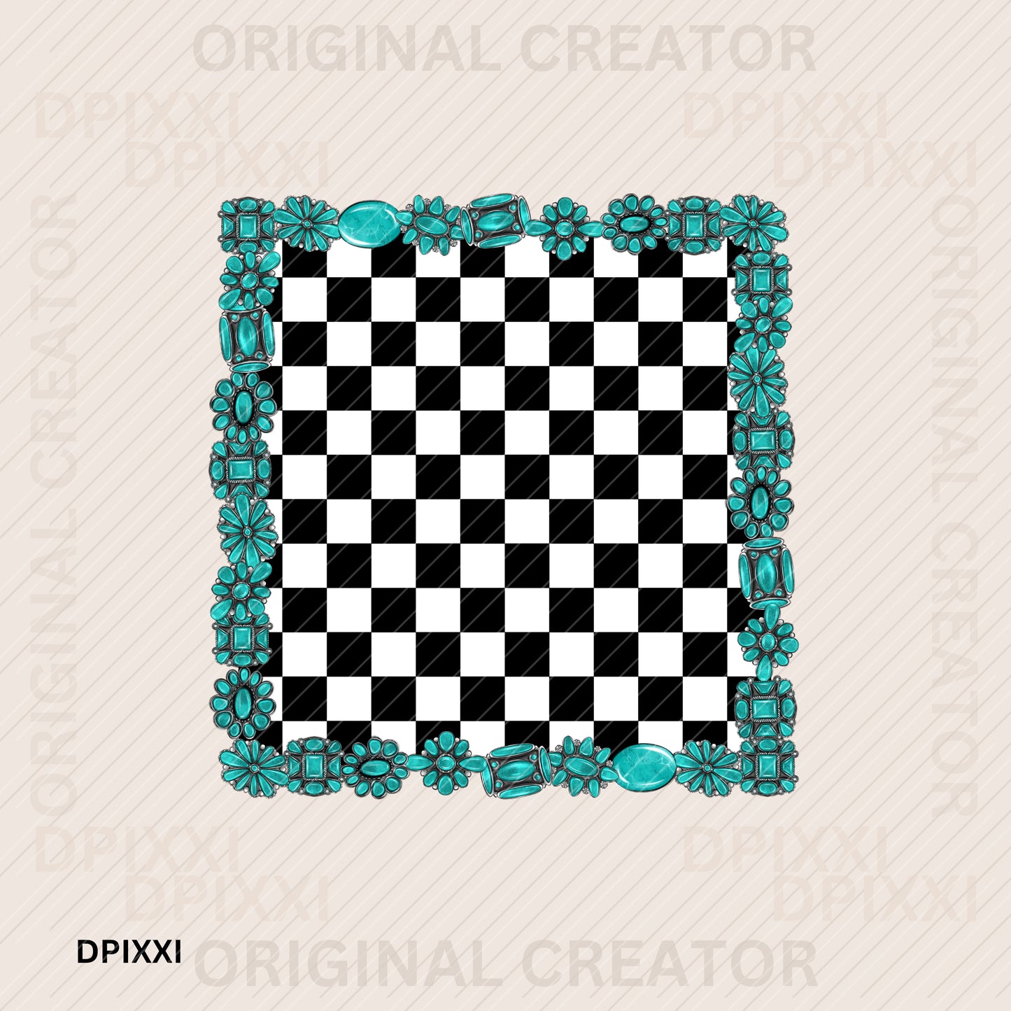 Square Turquoise Frame Digital Download #109