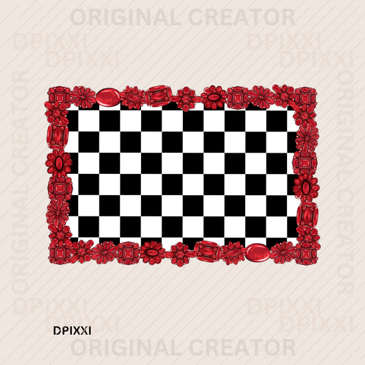 Modern Checker Turquoise Pattern Digital Frame #108