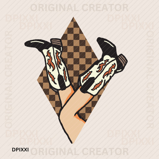 Cowgirl Boots Inside an Aztec Pattern #24