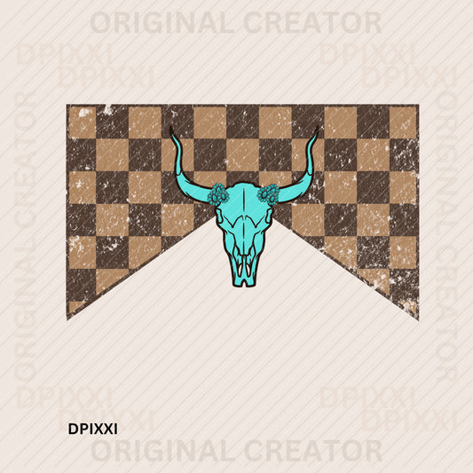 Turquoise Western Bull Skull Art Print #90