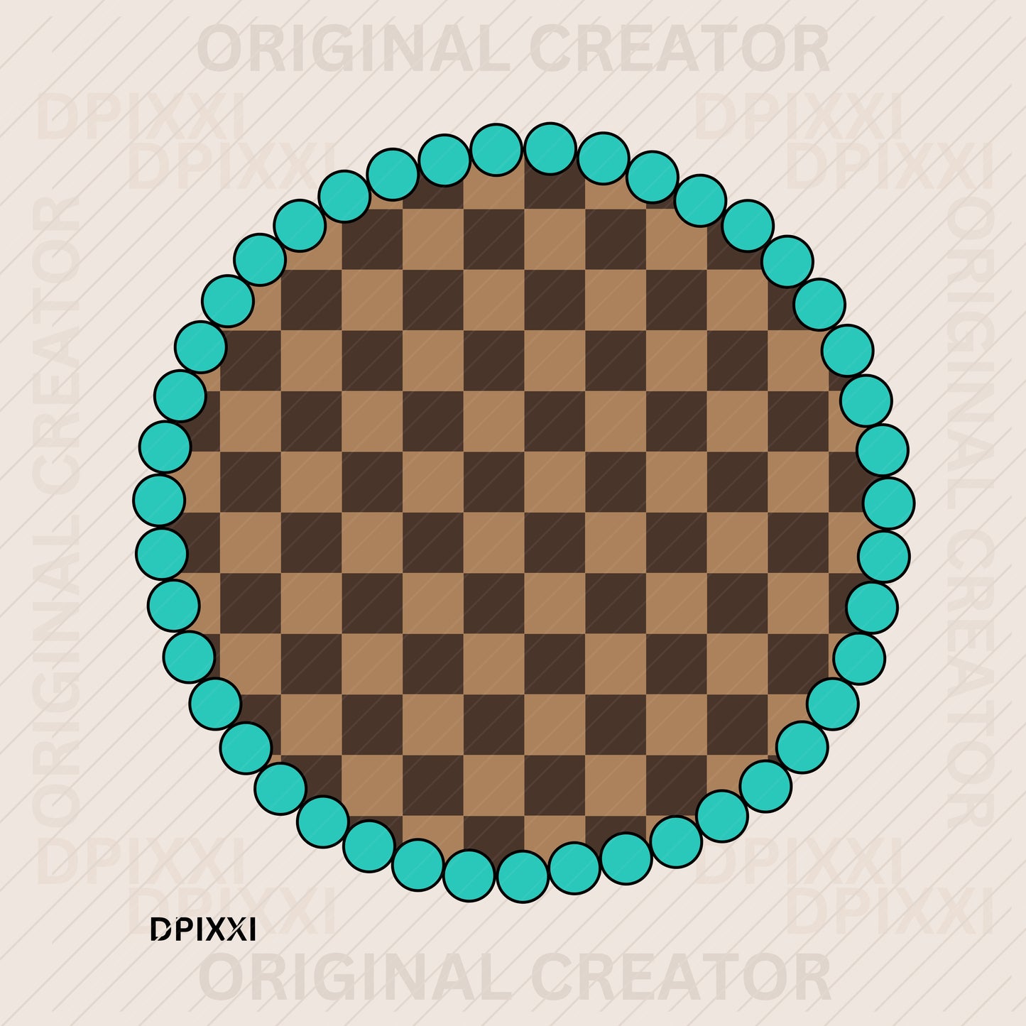 Circle Turquoise Chekcer #484
