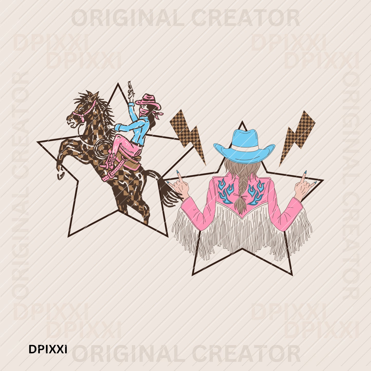 Cowgirl Desert Wall Art Thunder Checker #133