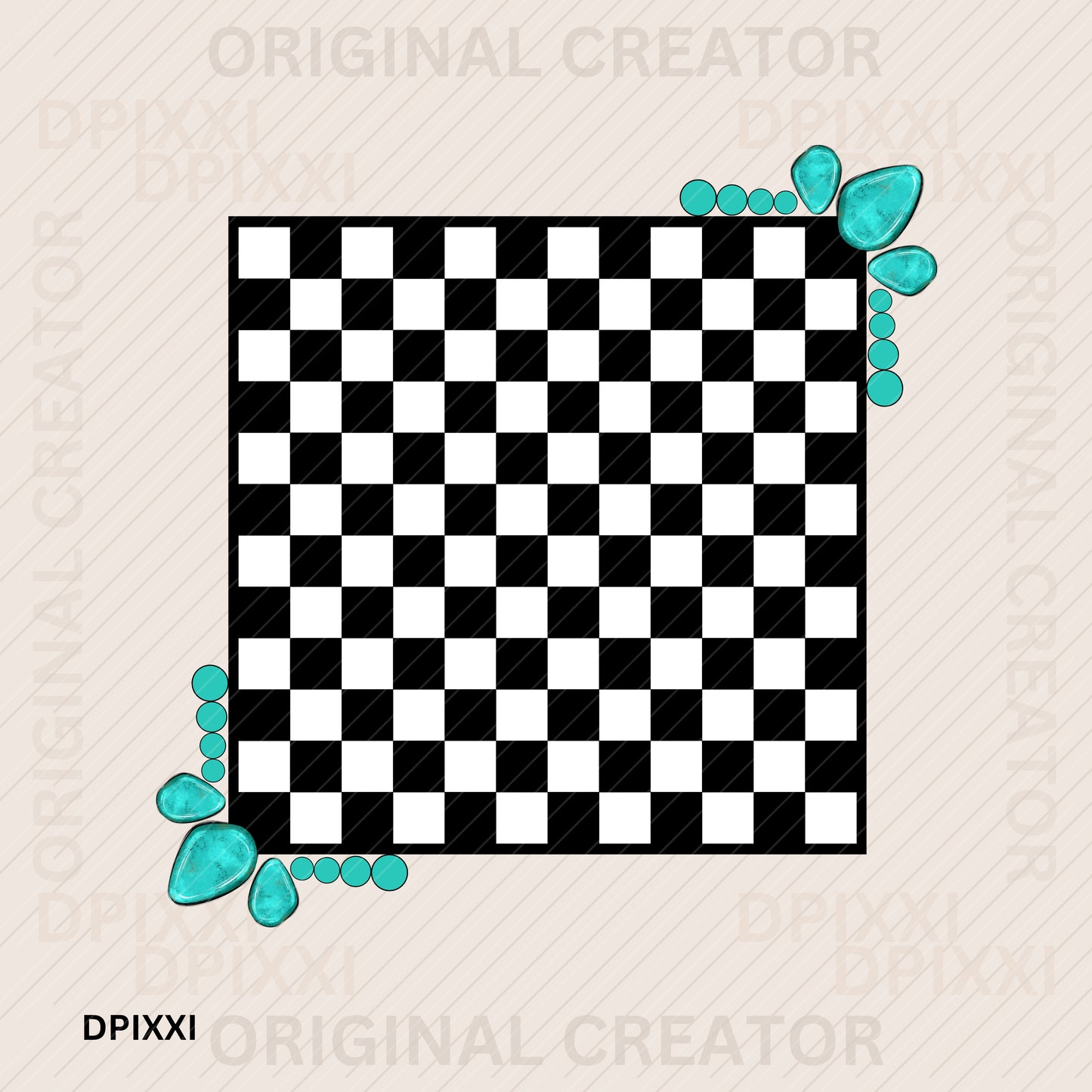 Turquoise Square Frame Digital Art Download #346