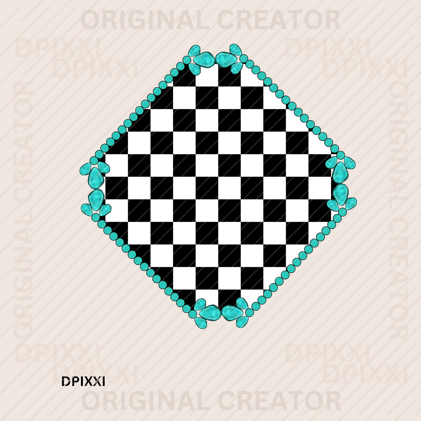 Turquoise Diamond Frame Digital Art Download #423