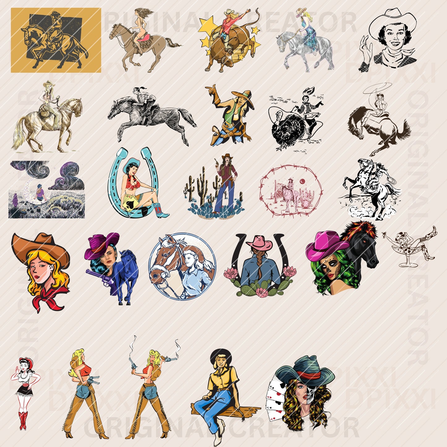 90 EDITABLE Cowgirl Bundle Digital Download #310