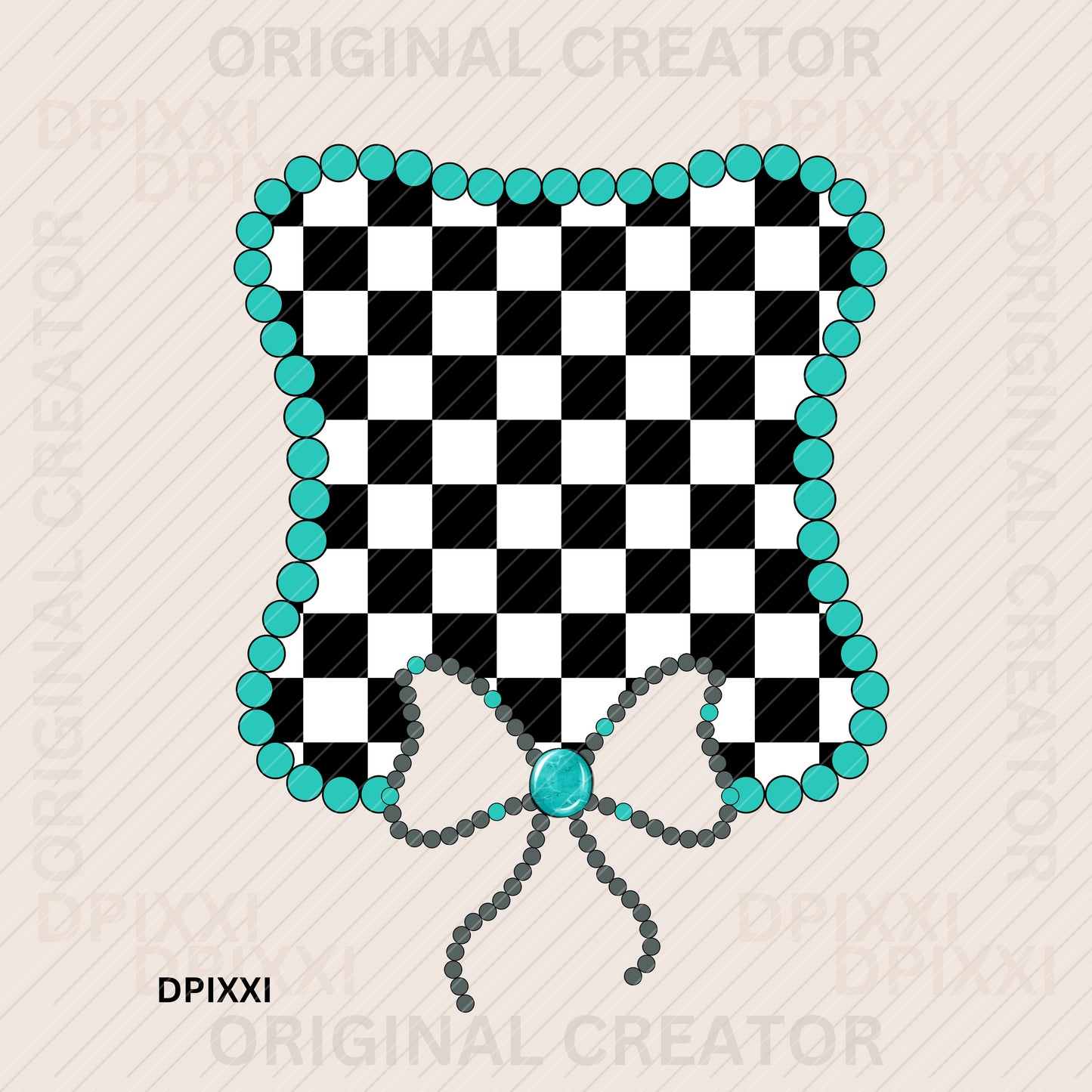 Boho Checker Bow Frame #428