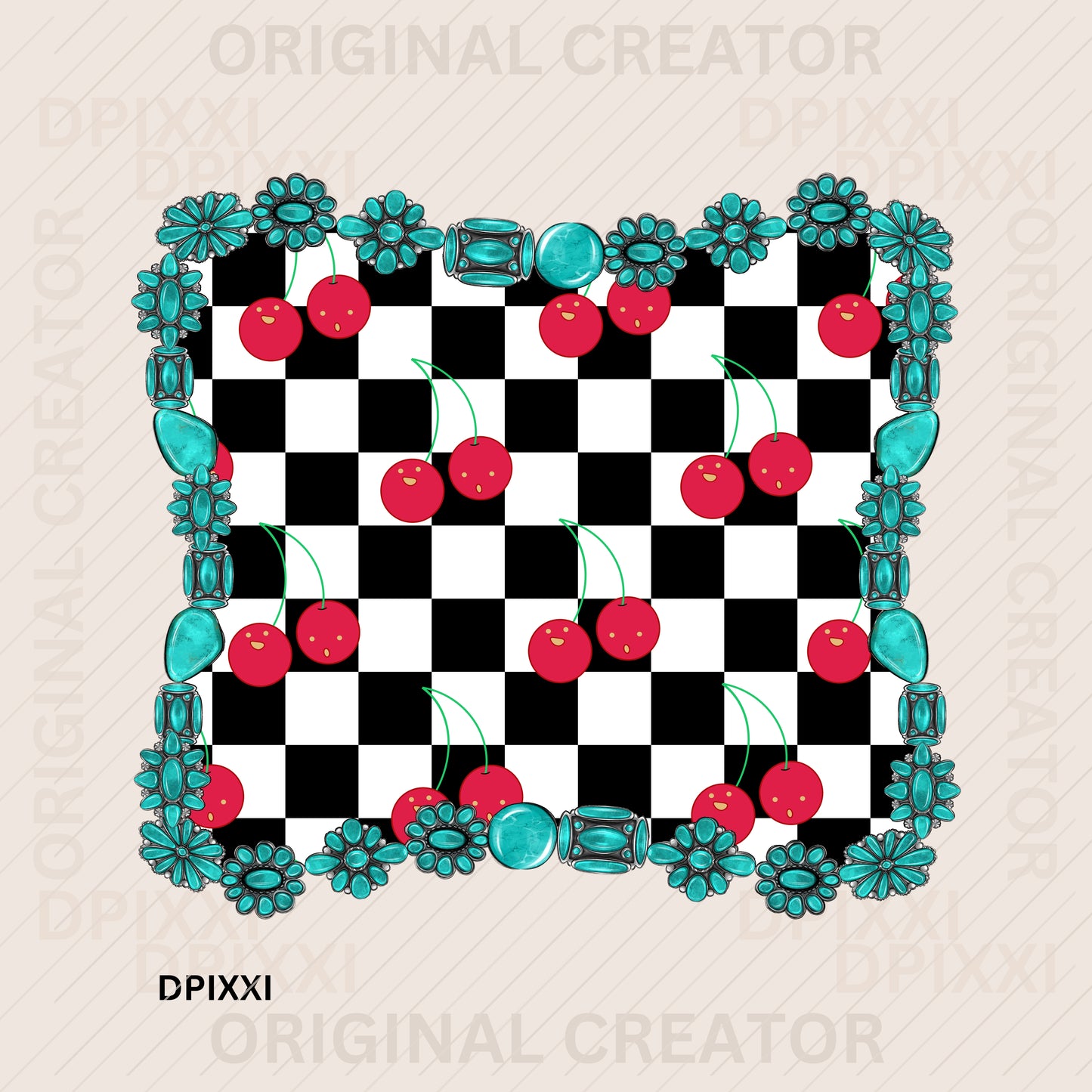 Cherry Turquoise Frame #467