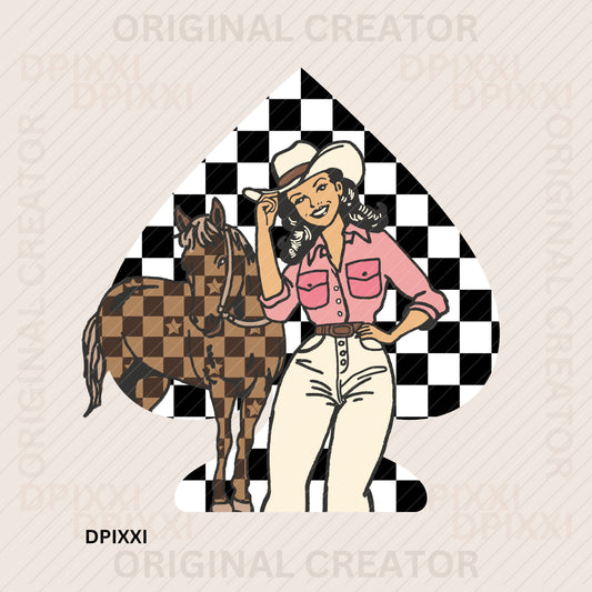 Cowgirl with Turquoise Hearts Print #65