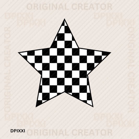 Star Checkerboard Digital Art Frame #112