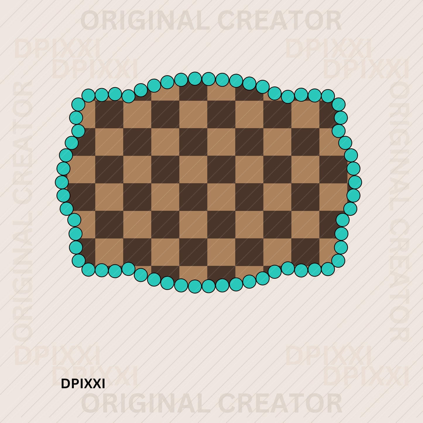 Boho Checker Frame Digital Art #364