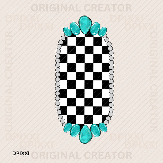 Turquoise Oval Frame Digital Download #103