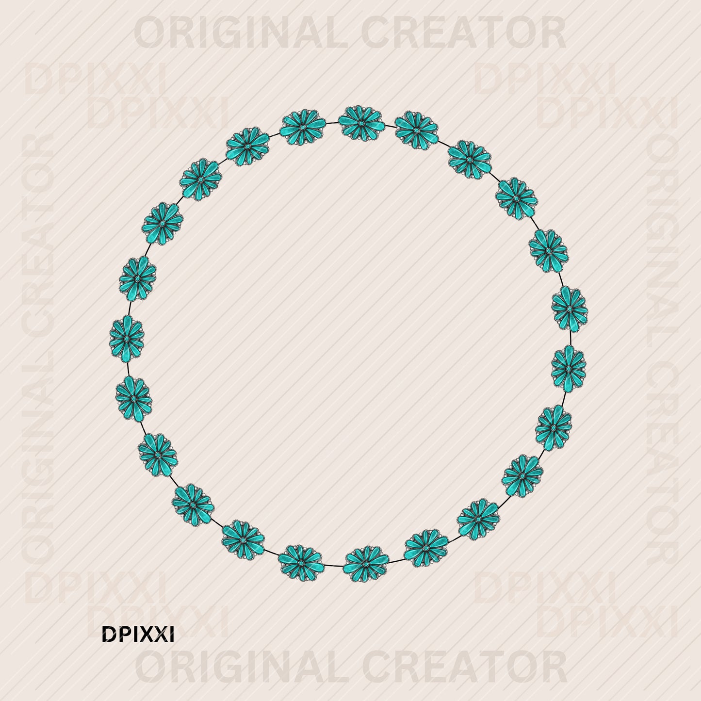 Turquoise Circle Frame Digital Art Download #422