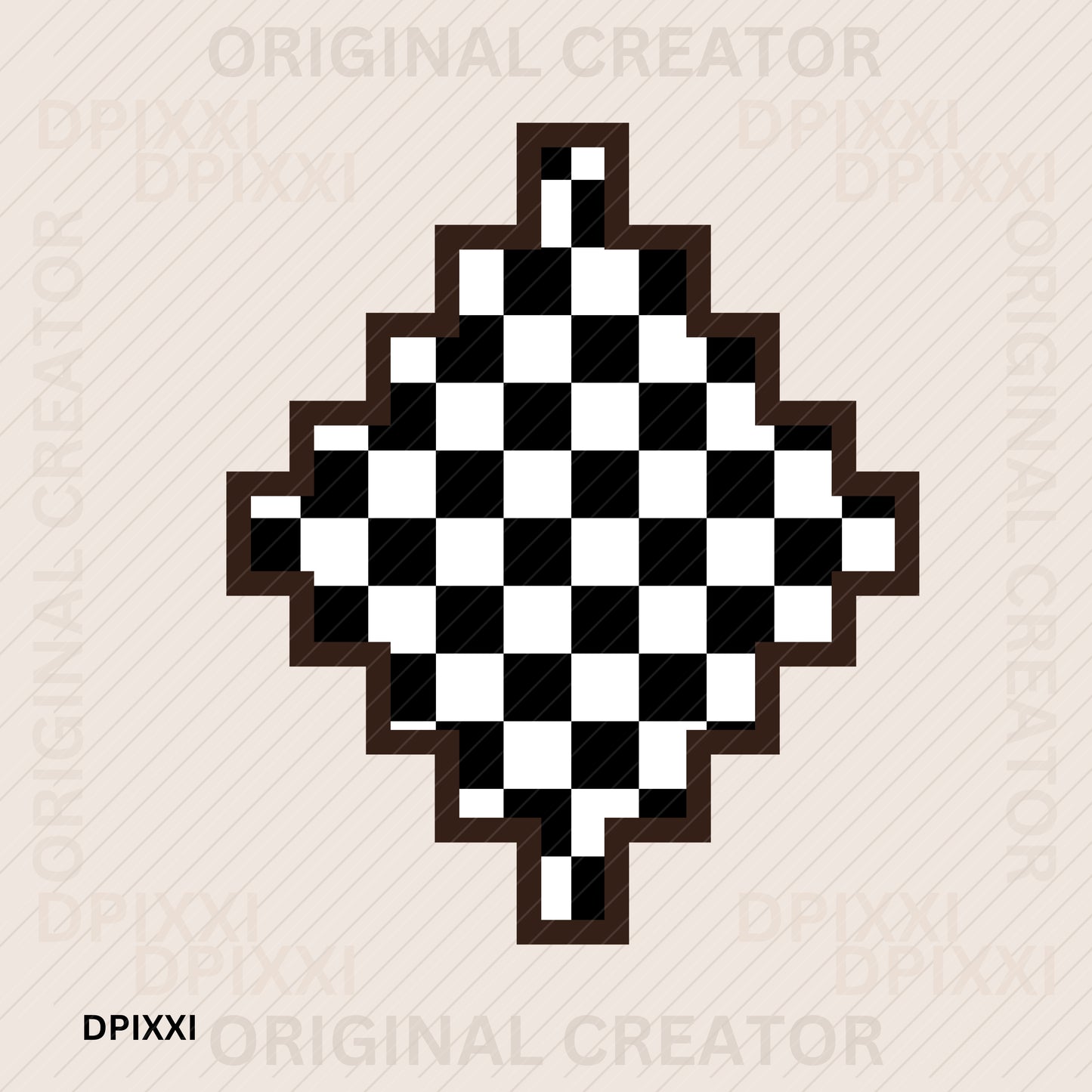 Brown Checker Pattern Turquoise Border Frame #120