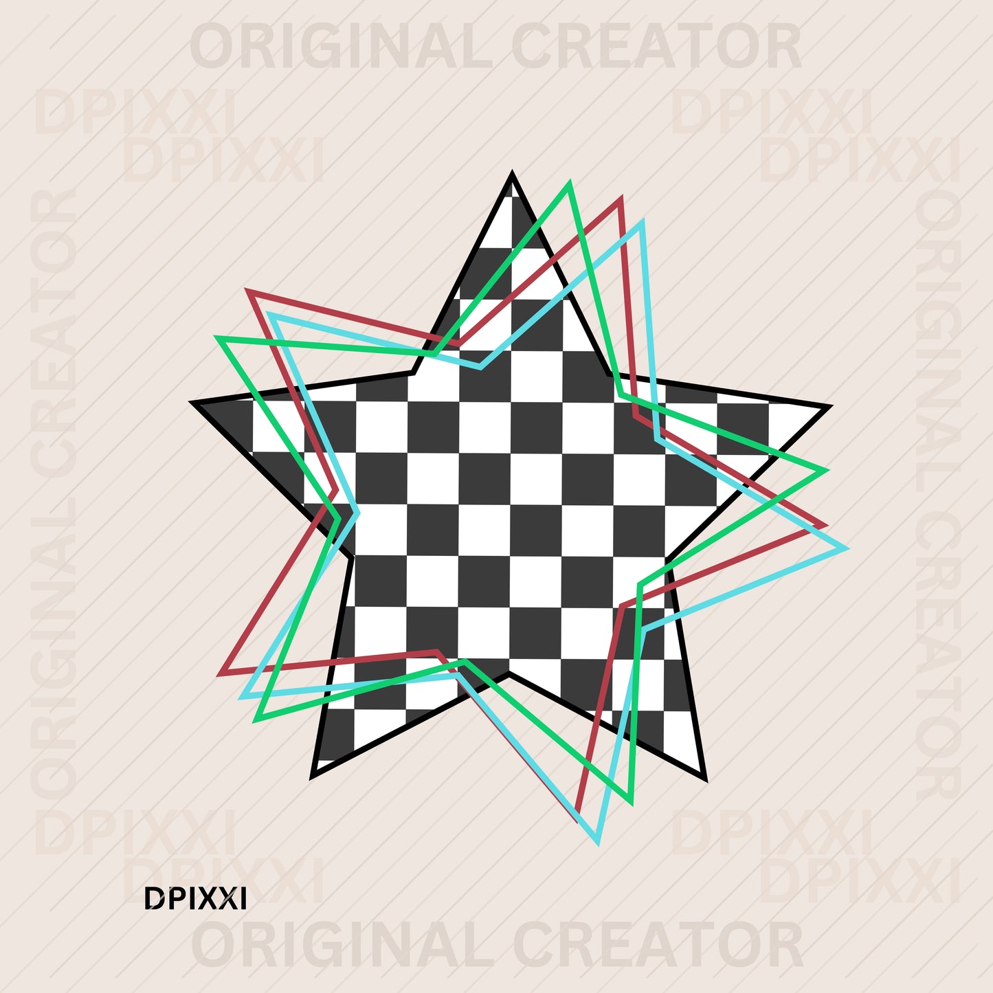 Turquoise Star Frame Digital Art Download #454