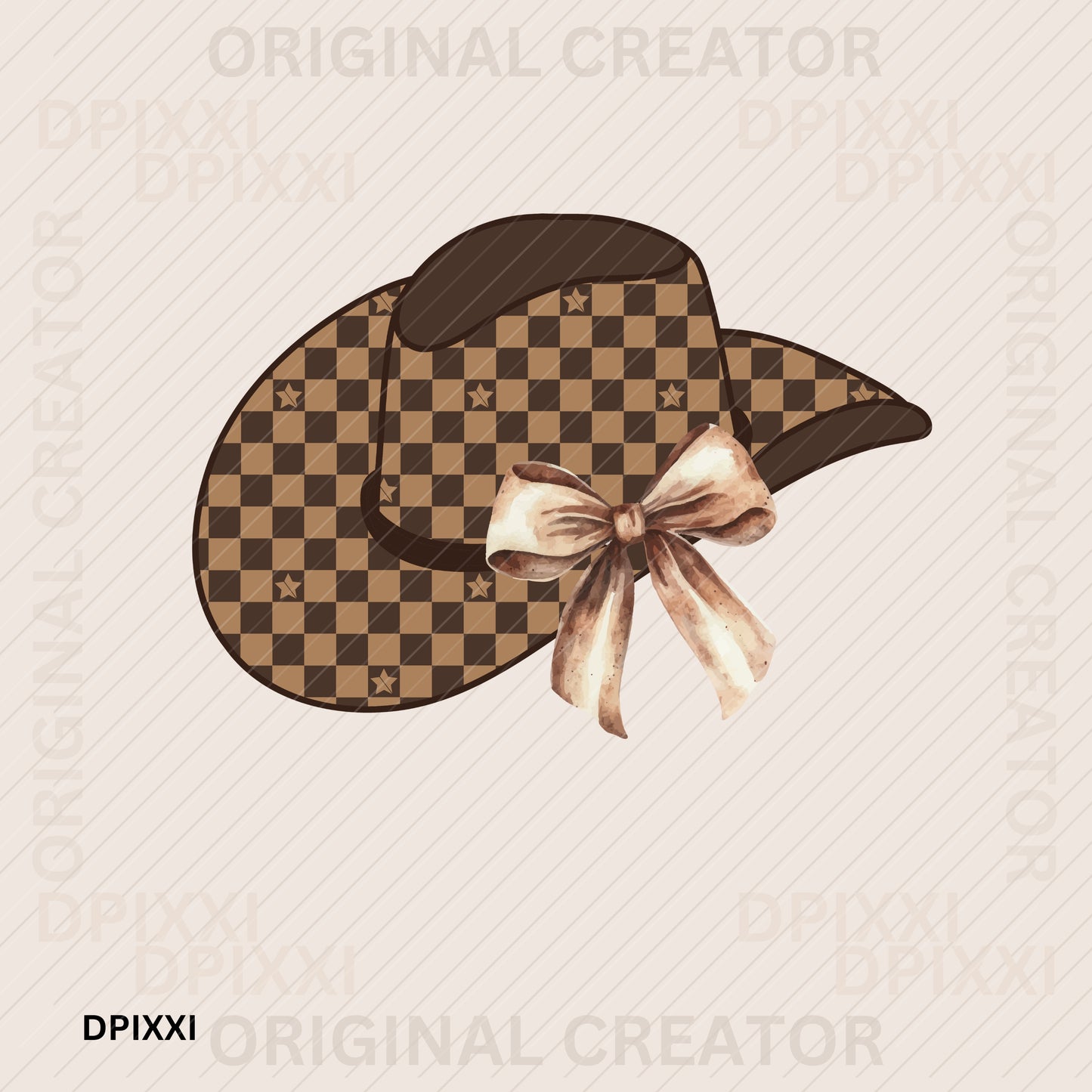 Cute Checker Bow Cowgirl Hat