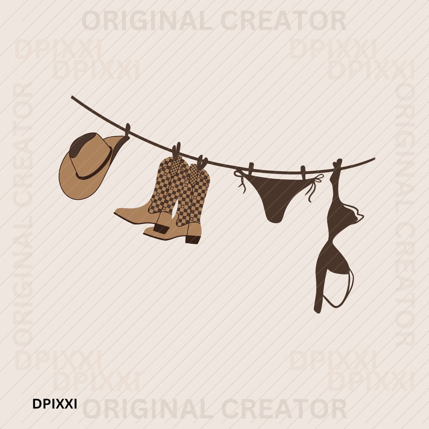Cowgirl Laundry Wild West Poster Boots, Hat, Bra, Underwear #77
