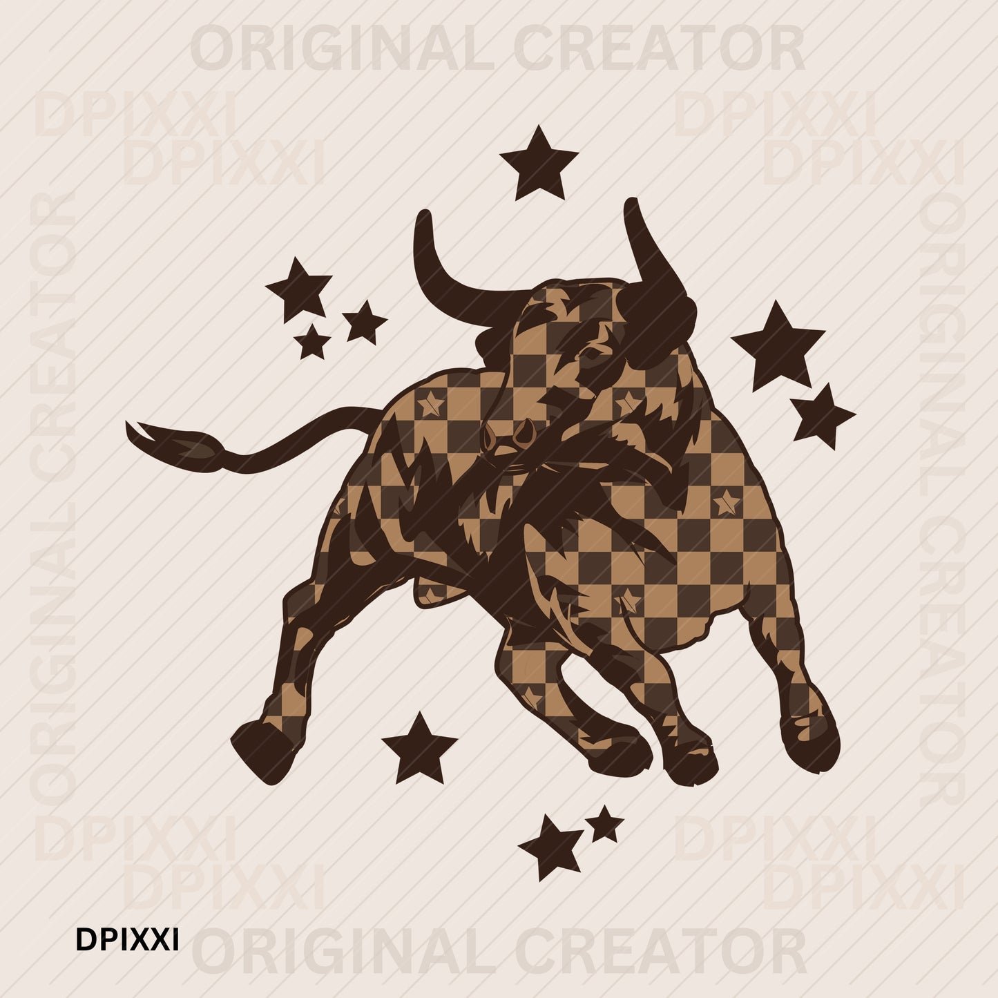 Star Chasing Checker Bull