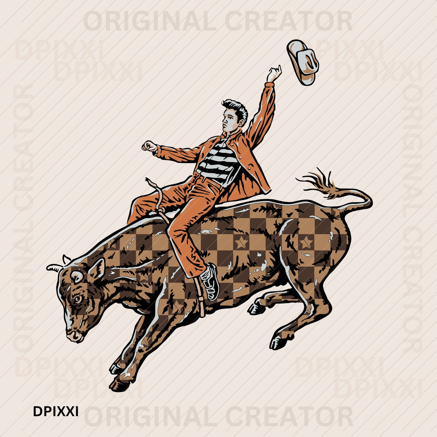 Superstar Elvis Presley Riding Bull