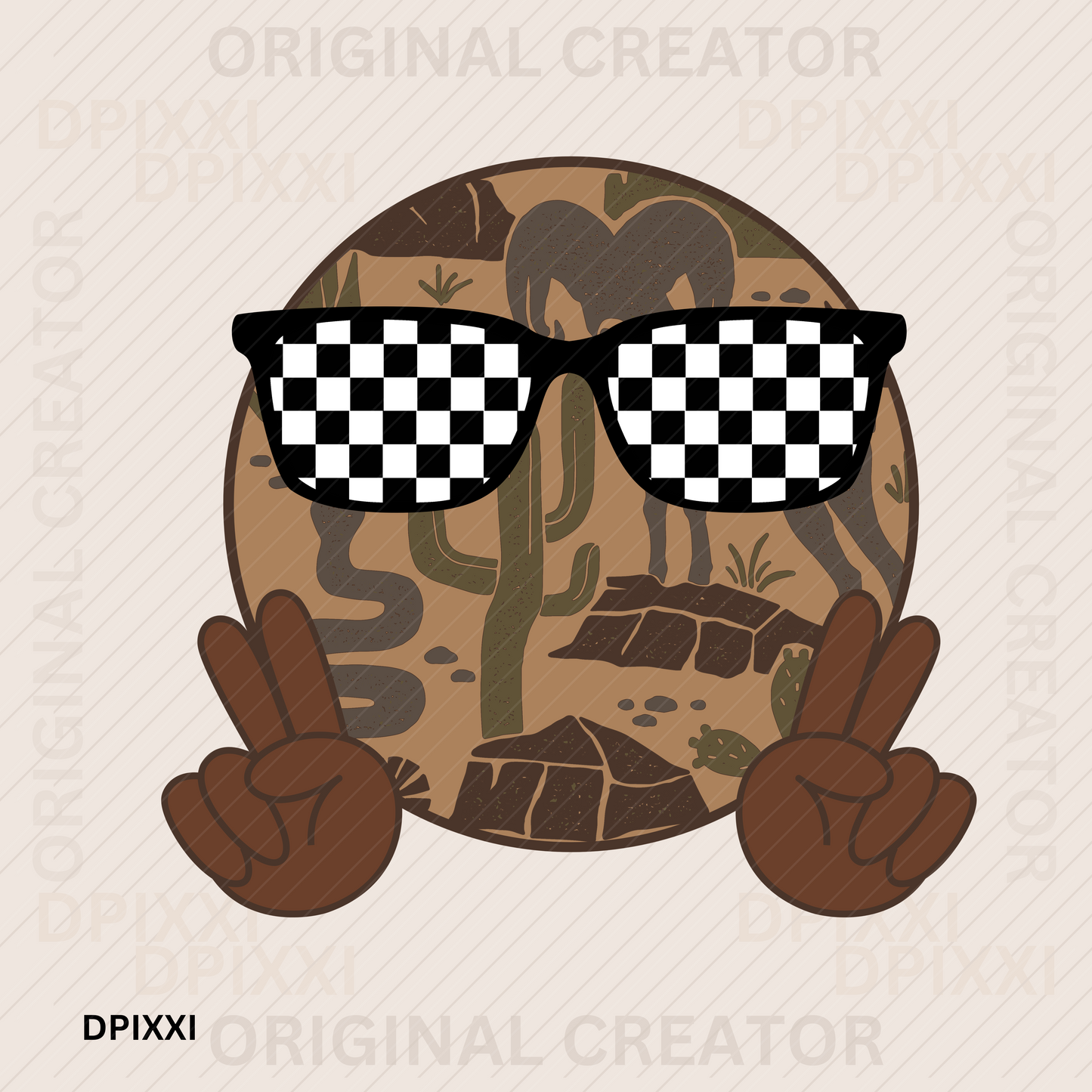 Desert Happy Peace Face Cool Checker Glasses #13