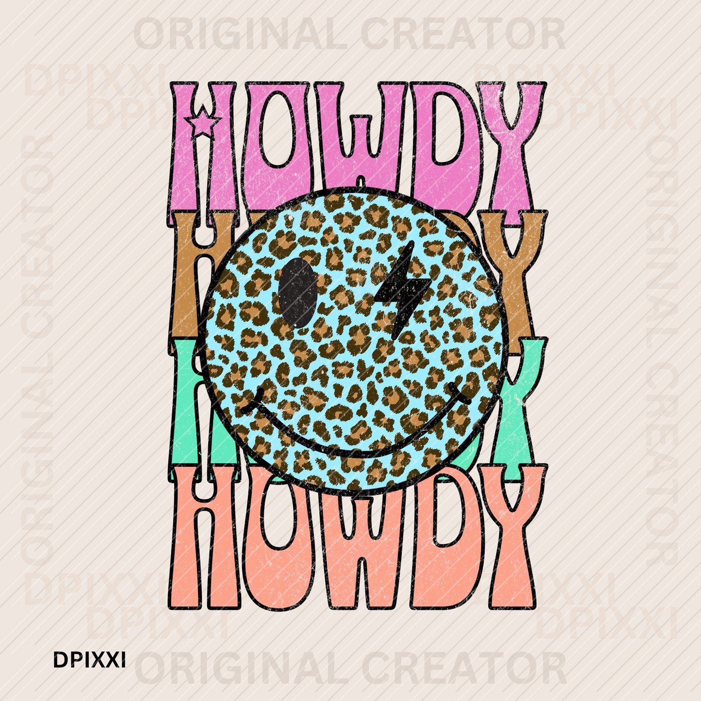 Cowprint Smiley Over Howdy #41