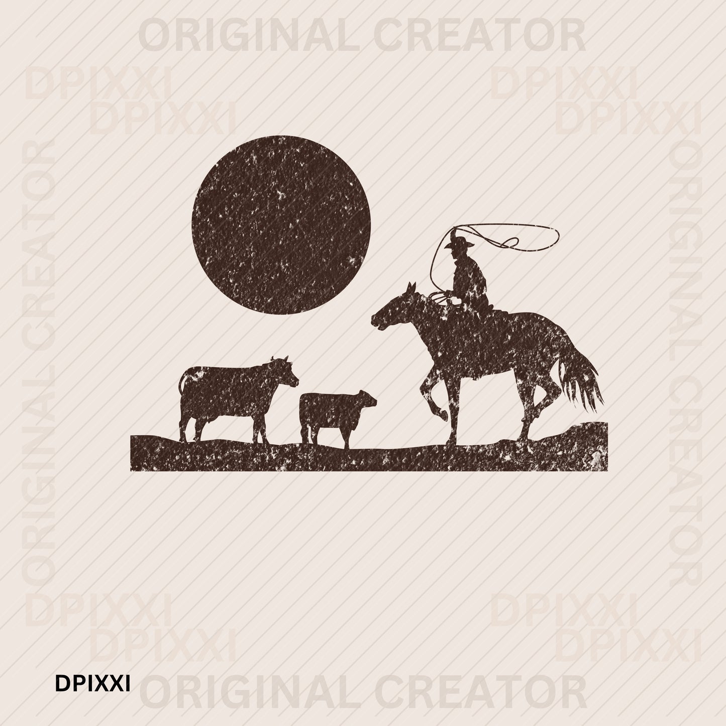 Cowboy Watching Cows Printable Art #49