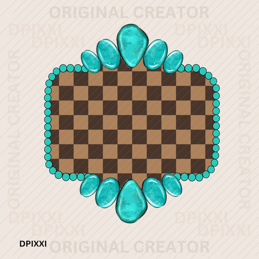 Boho Style Turquoise Checker Frame Download #98