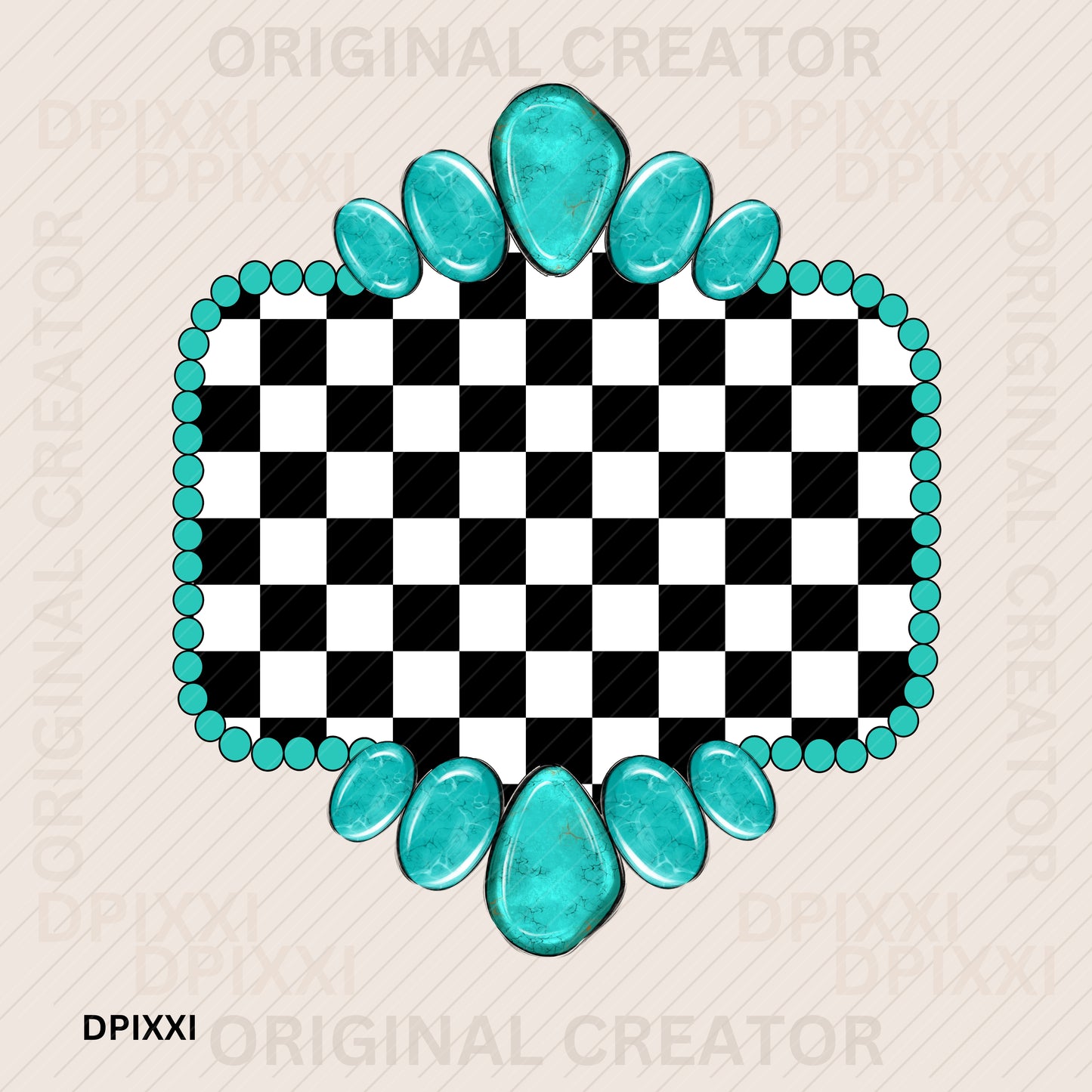 Boho Style Turquoise Checker Frame Download #98