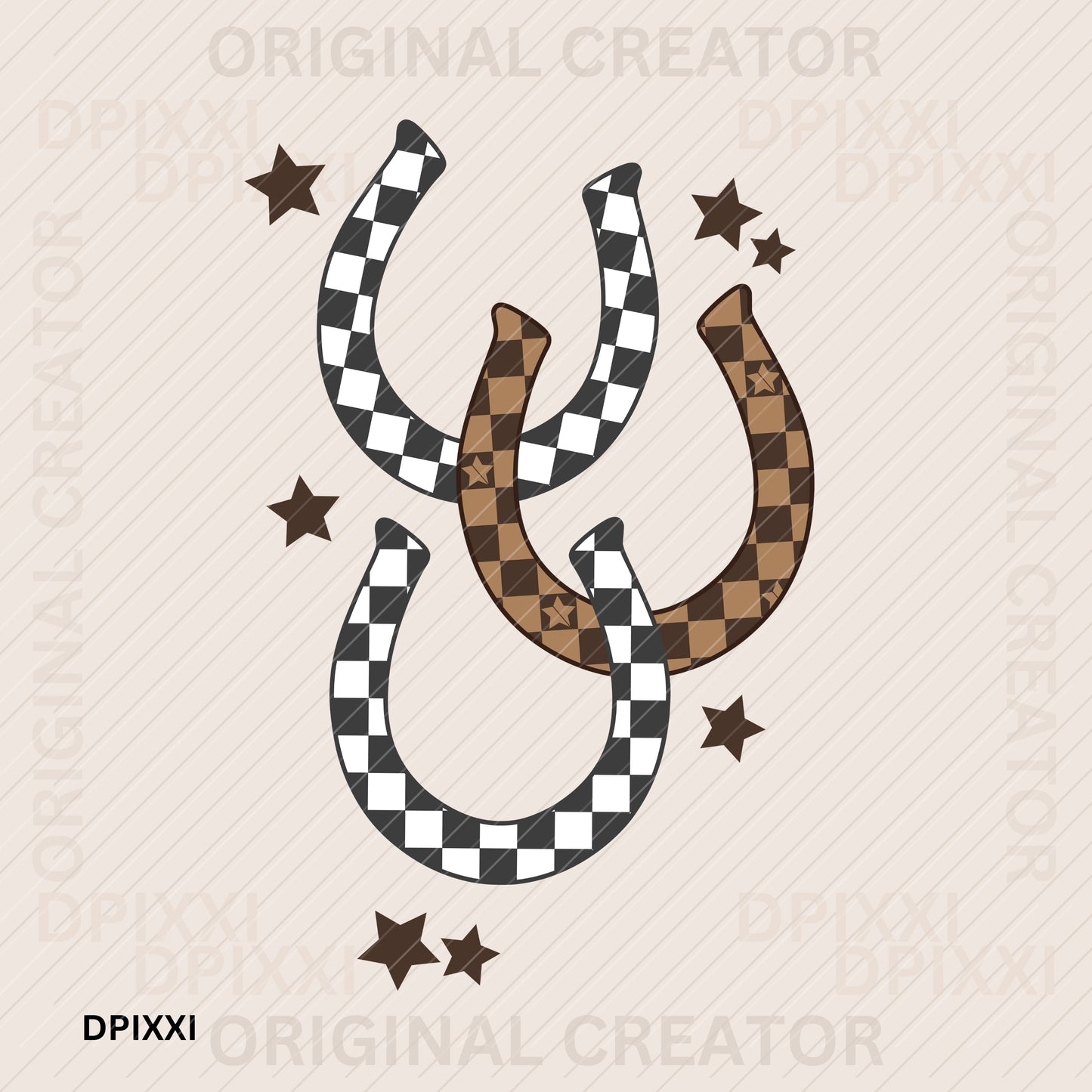Three Pair Checker Star Horseshoes