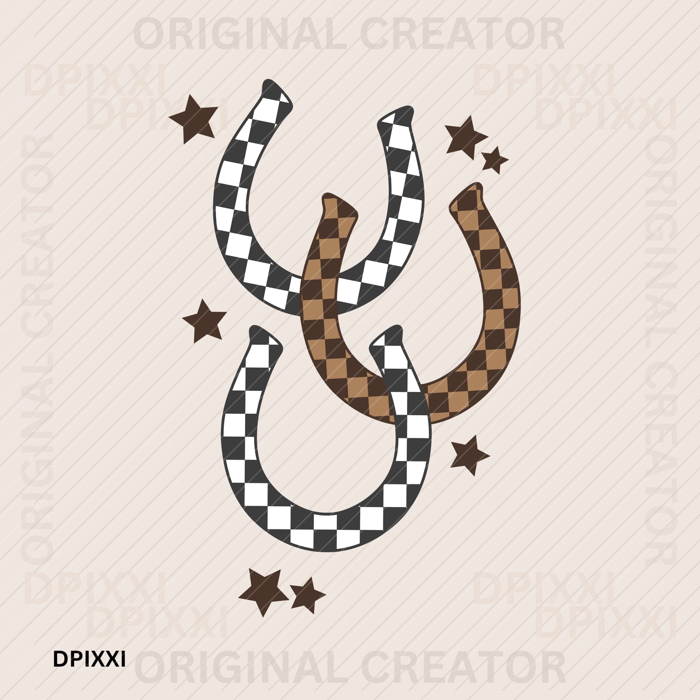 Three Pair Checker Star Horseshoes