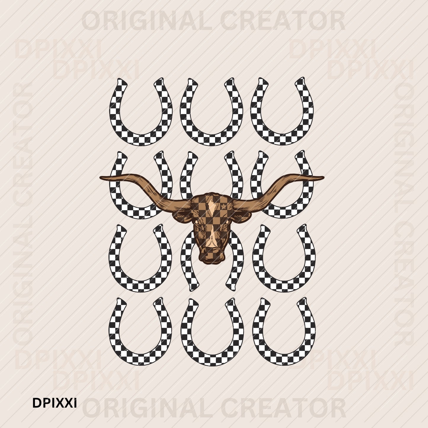 Checker Horseshoe Patterns Bull Cow Face