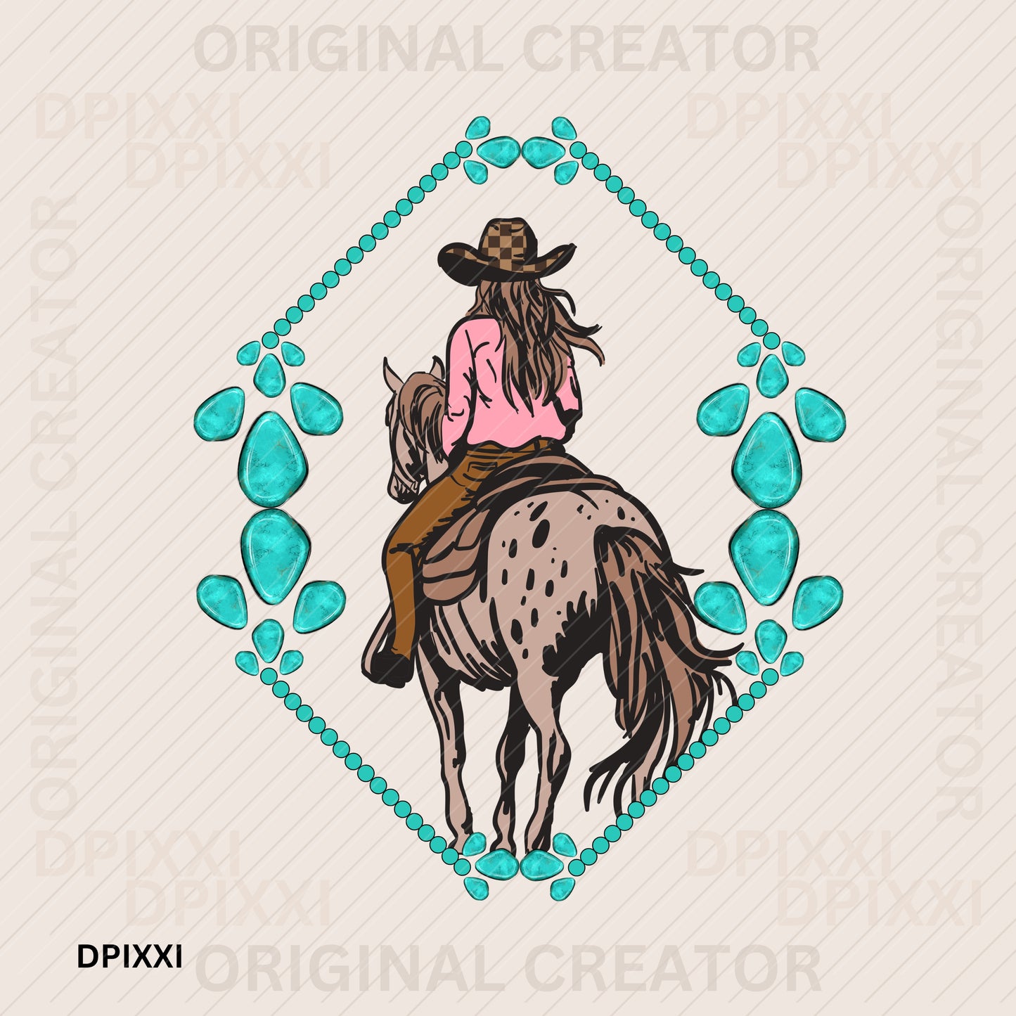 Western Cowgirl Turquoise Print Decor #69