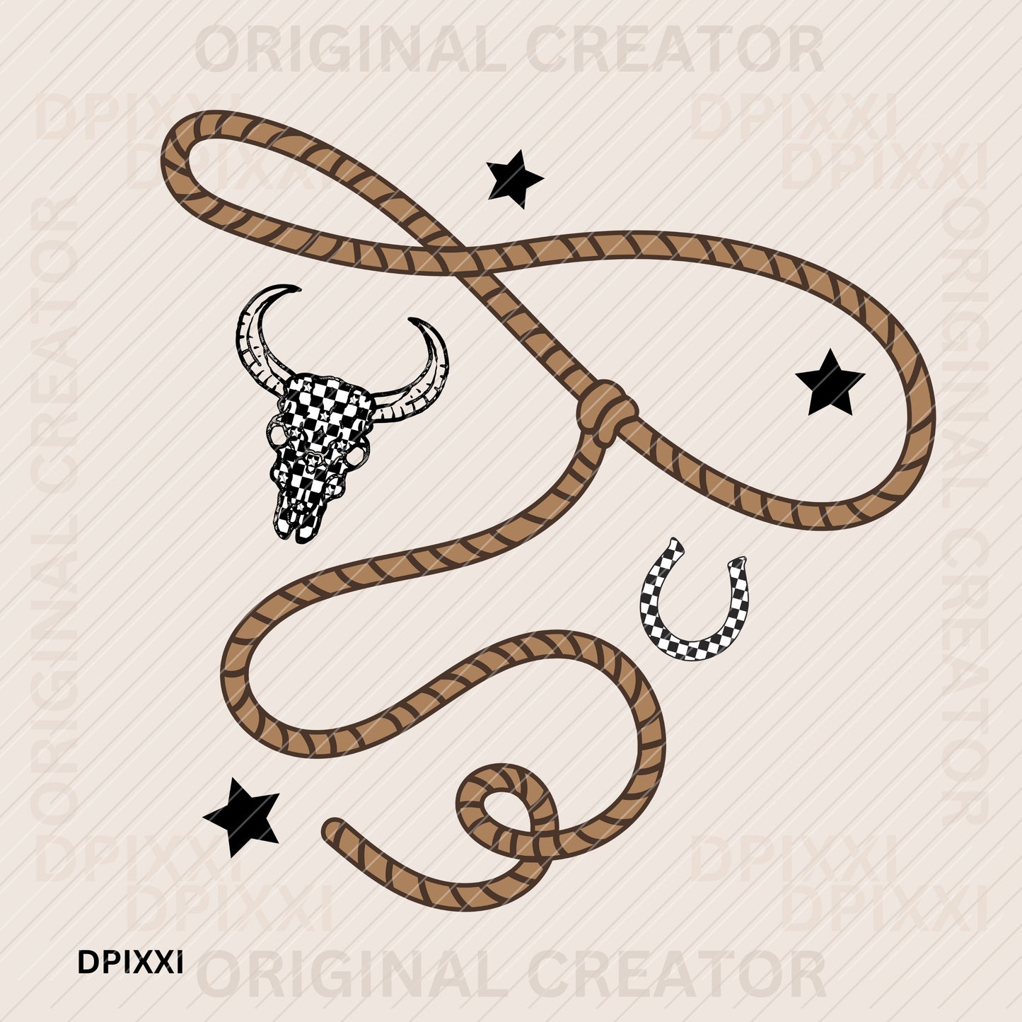 Wild West Bull Rope Digital Print #74