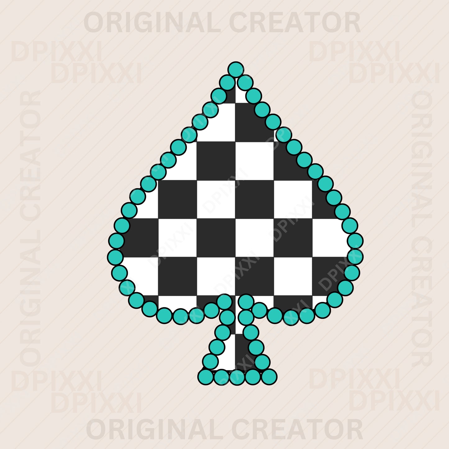 PNG, SVG Custom Spade Checker with Turquoise Borders