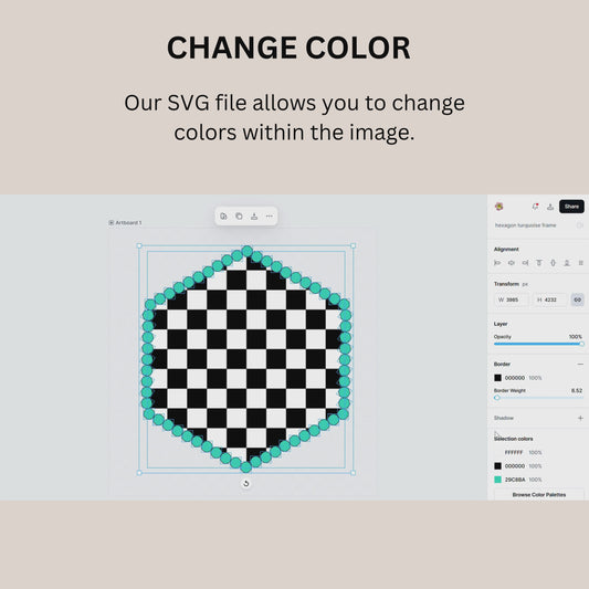Turquoise Hexagon Frame Digital Art Download #347